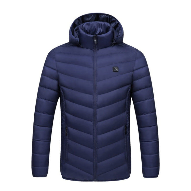 USB Heated Smart Constant Temperature Hooded Warm Coat for Men and Women (Color:Dark Blue Size:L) - Down Jackets by buy2fix | Online Shopping UK | buy2fix