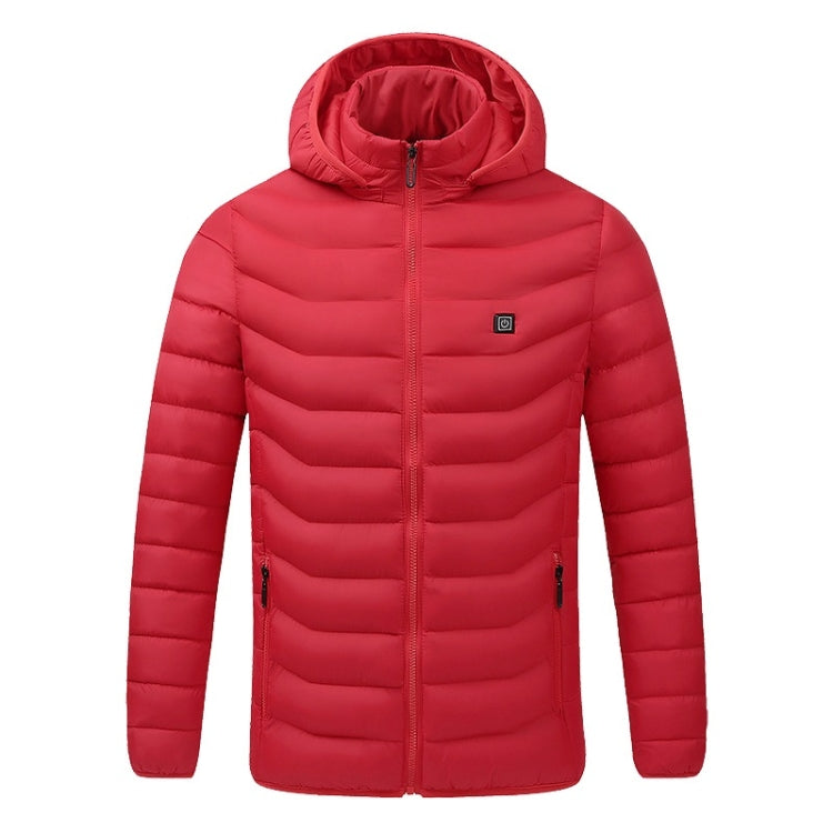 USB Heated Smart Constant Temperature Hooded Warm Coat for Men and Women (Color:Red Size:S) - Down Jackets by buy2fix | Online Shopping UK | buy2fix