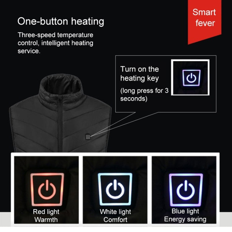 USB Security Smart Constant Temperature Fever Men Stand Collar Cotton Vest (Color:Red Size:L) - Down Jackets by buy2fix | Online Shopping UK | buy2fix