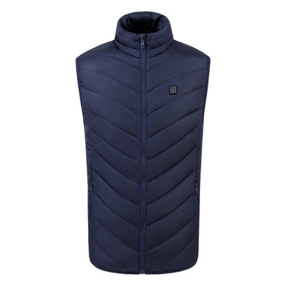 USB Security Smart Constant Temperature Fever Men Stand Collar Cotton Vest (Color:Blue Size:XXXXL) - Down Jackets by buy2fix | Online Shopping UK | buy2fix