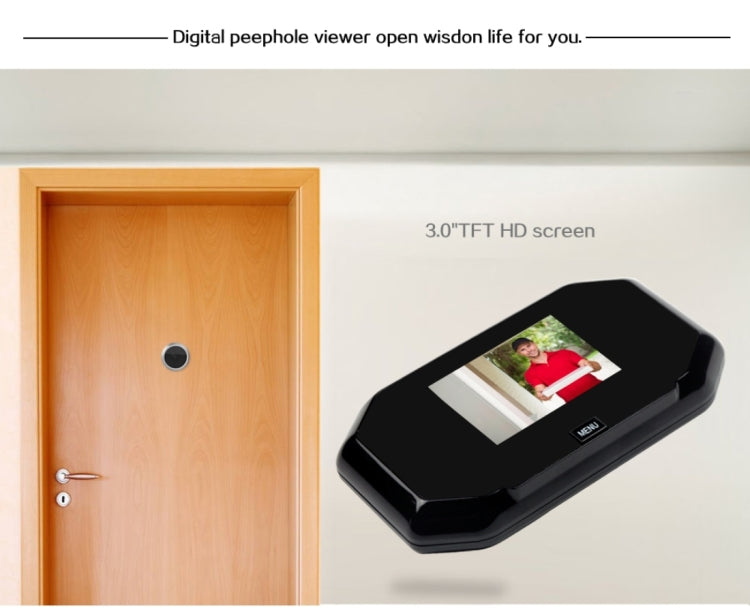 Danmini YB-30BH 3 inch Screen 1.0MP Security Camera Taking Picture Door Peephole, Support TF Card(Black) - Security by buy2fix | Online Shopping UK | buy2fix