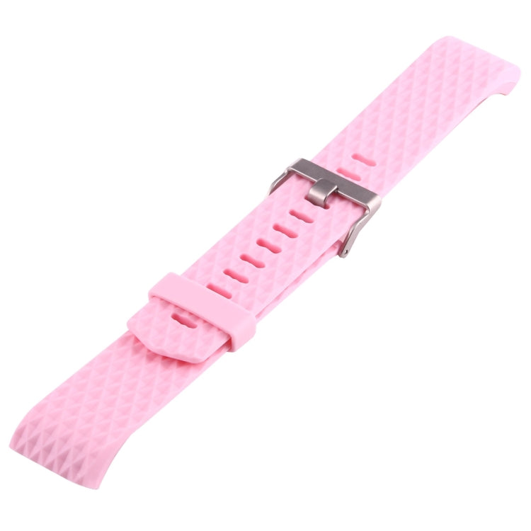 For Fitbit Charger 2 Bracelet Watch Diamond Texture TPU Watch Band, Full Length: 23cm(Pink) - Watch Bands by buy2fix | Online Shopping UK | buy2fix