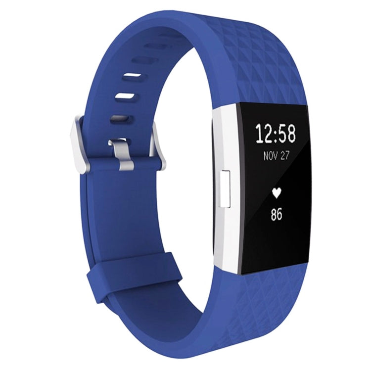 For Fitbit Charger 2 Bracelet Watch Diamond Texture TPU Watch Band, Full Length: 23cm(Blue) - Watch Bands by buy2fix | Online Shopping UK | buy2fix