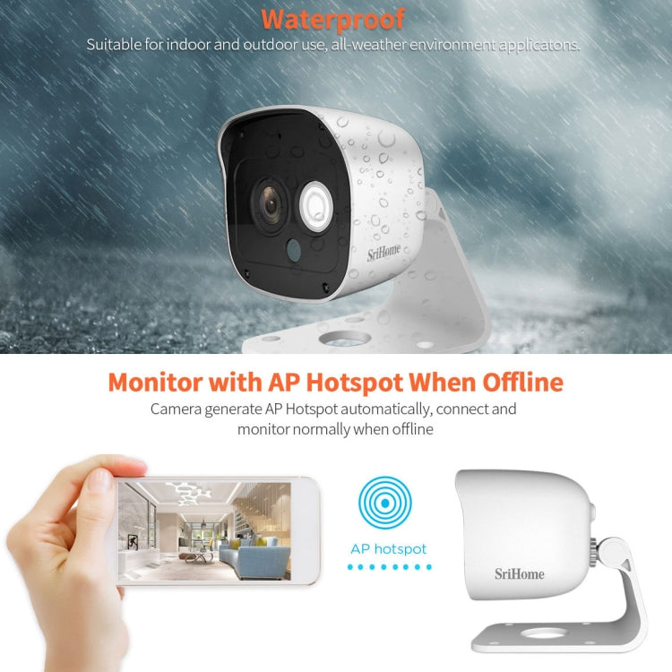 SriHome SH029 3.0 Million Pixels 1296P HD AI Camera, Support Two Way Talk / Motion Detection / Humanoid Detection / Night Vision / TF Card, UK Plug - Security by SriHome | Online Shopping UK | buy2fix