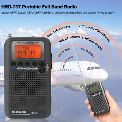 HRD-737 Portable Aircraft Band Radio Wide Frequency Receiver (Black) - Consumer Electronics by buy2fix | Online Shopping UK | buy2fix