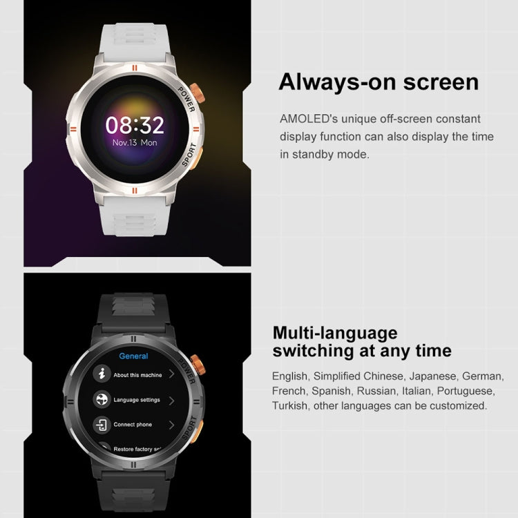 M52 1.43 inch Screen IP68 Waterproof Smart Watch, Support Bluetooth Call / Heart Rate (Tarnish) - Smart Watches by buy2fix | Online Shopping UK | buy2fix