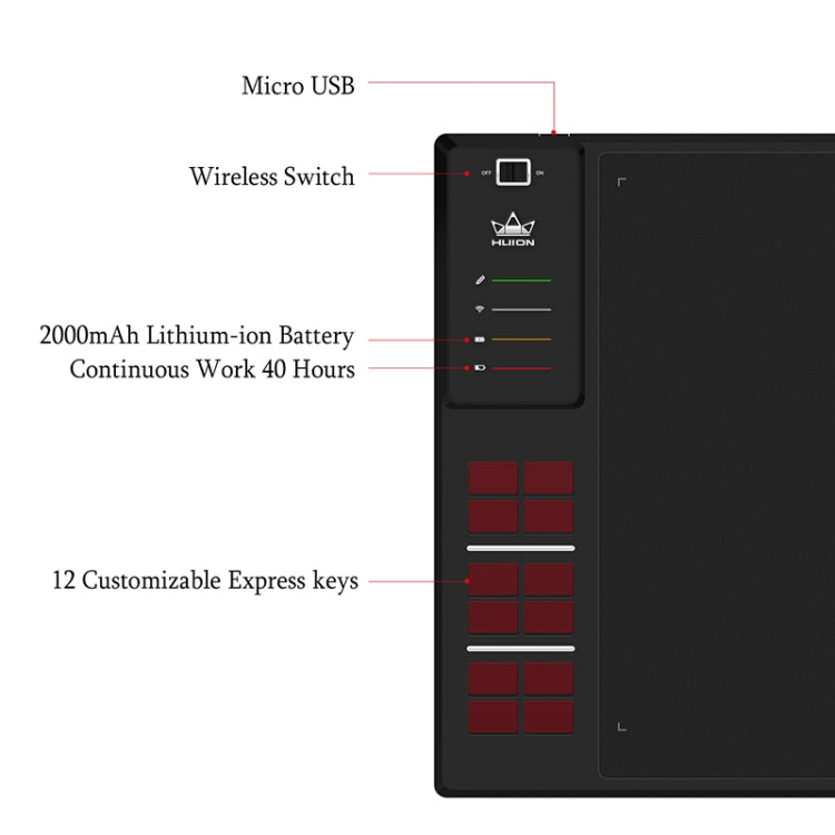 HUION Inspiroy Series WH1409(8192) 5080LPI Professional Art USB Graphics Drawing Tablet for Windows / Mac OS, with Digital Pen -  by HUION | Online Shopping UK | buy2fix