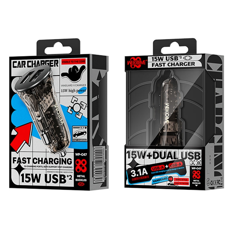 WK WP-C47 Vanguard Series 15W Dual USB Car Charger - Car Charger by WK | Online Shopping UK | buy2fix