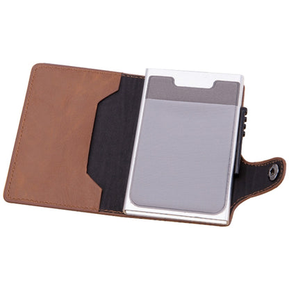 X-51 Automatically Pop-up Card Type Anti-magnetic RFID Anti-theft PU Leather Wallet with Card Slots(Apricot) - Antimagnetic RFID Package by buy2fix | Online Shopping UK | buy2fix