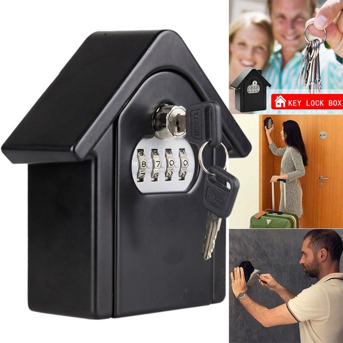 Hut Shape Password Lock Storage Box Security Box Wall Cabinet Safety Box, with 1 Key(Black) - Security by buy2fix | Online Shopping UK | buy2fix