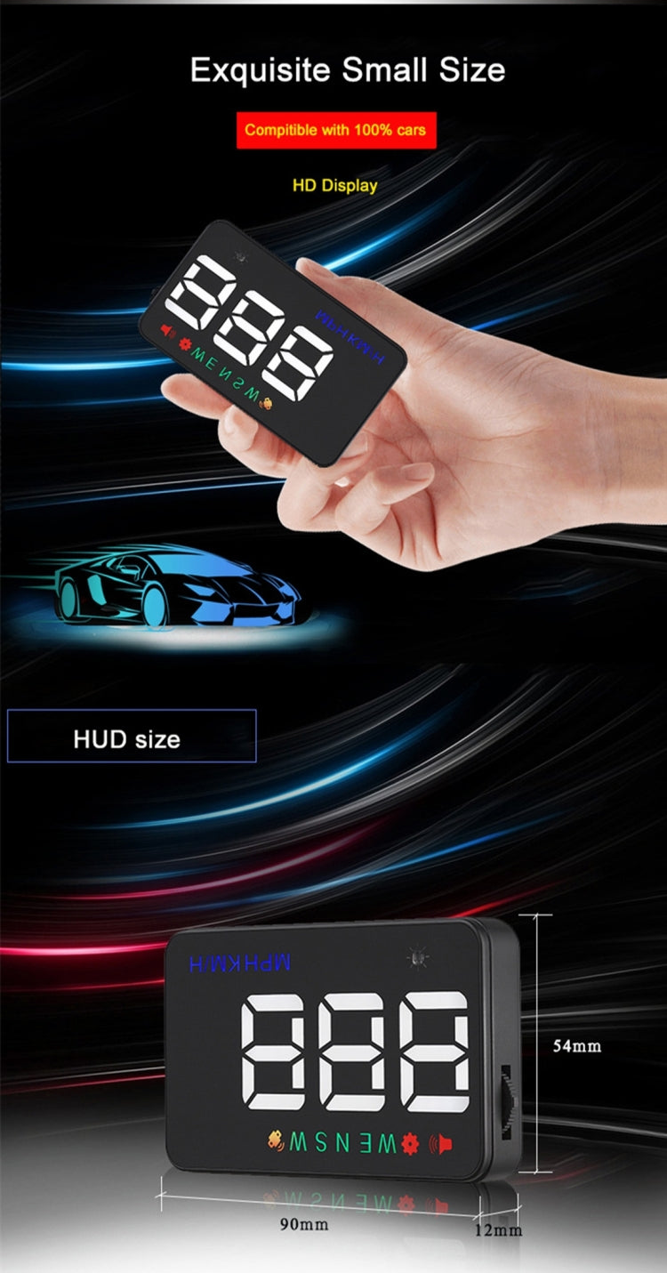Geyiren A5 HUD 3.5 inch Car Head Up Display with GPS System, Two Mode Display, Light Sensors, KM/h MPH Speed, Compass, Speed Alarm(Black) - Head Up Display System by buy2fix | Online Shopping UK | buy2fix