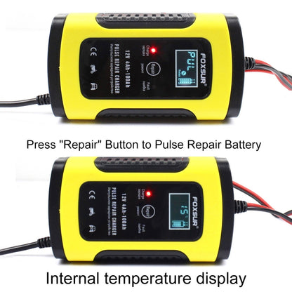 12V 6A Intelligent Universal Battery Charger for Car Motorcycle, Length: 55cm, UK Plug(Yellow) - In Car by FOXSUR | Online Shopping UK | buy2fix