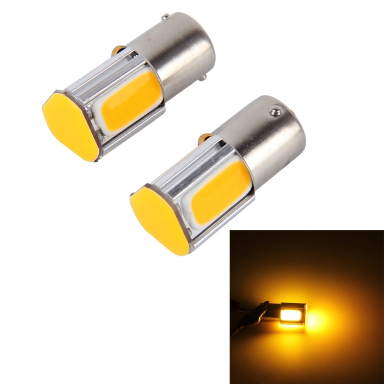 2 PCS 1156/Ba15s 5W 4 COB LEDs Car Turn Light, DC 12V(Yellow Light) - Arrow Turn Lights by buy2fix | Online Shopping UK | buy2fix