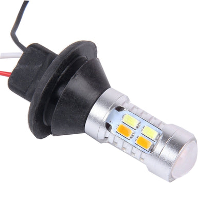 2 PCS 1156/BA15S/BAU15S 10W 1000LM 6000K White + Yellow Light DRL&Turn Light with 20 SMD-5730-LED Lamps，DC 12-24V - Arrow Turn Lights by buy2fix | Online Shopping UK | buy2fix