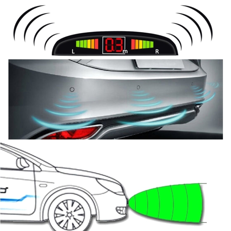 Car Buzzer Reverse Backup Radar System - Premium Quality 4 Parking Sensors Car Reverse Backup Radar System with LCD Display(Blue) - In Car by buy2fix | Online Shopping UK | buy2fix