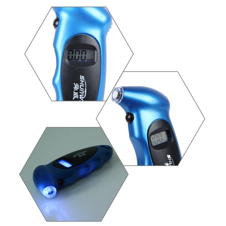 SHUNWEI SD-2802 Digital Tire Pressure Gauge 150 PSI 4 Settings for Car Truck Bicycle with Backlit LCD and Non-Slip Grip(Blue) - In Car by SHUNWEI | Online Shopping UK | buy2fix