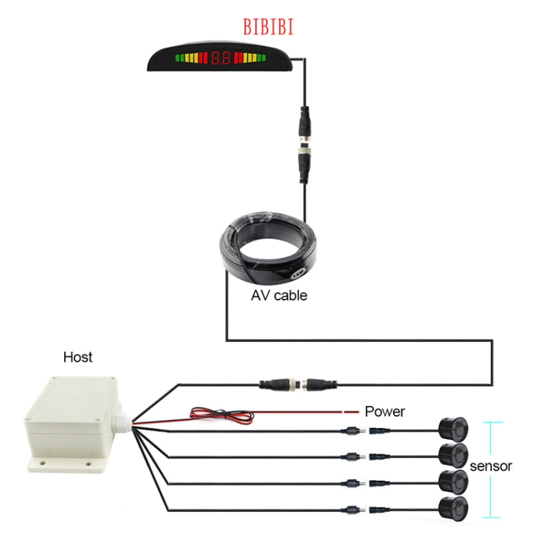 PZ316 Digital LED Crescent Shape Display Rear View Mirror Car Recorder for Truck with 4 Rear Radar - In Car by buy2fix | Online Shopping UK | buy2fix