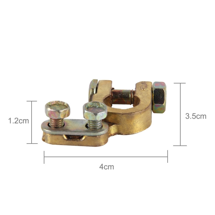 2 PCS Brass Positive and Negative Car Battery Connectors Terminals Clamps Clips, Inner Diameter: 1.2cm - In Car by buy2fix | Online Shopping UK | buy2fix