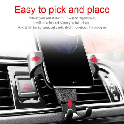 Litchi Texture Gravity Car Mount Phone Holder (Black) - Car Holders by buy2fix | Online Shopping UK | buy2fix