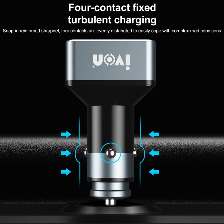 IVON CC43 45W PD 3.0 Dual USB-C / Type-C + QC 3.0 USB Port Square Car Charger - Car Charger by IVON | Online Shopping UK | buy2fix