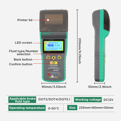 DUOYI DY23D Car Brake Fluid Detection Pen with Print Function - Electronic Test by DUOYI | Online Shopping UK | buy2fix