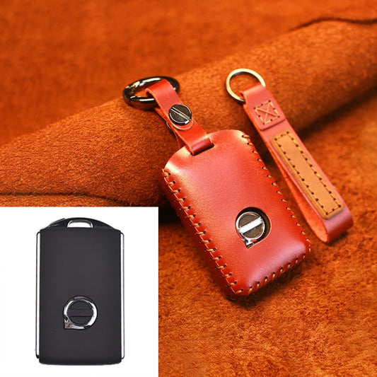 For Volvo Single Slit Style Car Cowhide Leather Key Protective Cover Key Case (Red) - In Car by buy2fix | Online Shopping UK | buy2fix