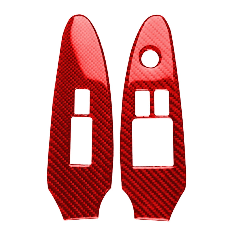 2 in 1 Car Carbon Fiber Window Lift Panel Decorative Sticker for Nissan 370Z / Z34 2009-, Right Drive Low-configured (Red) - In Car by buy2fix | Online Shopping UK | buy2fix