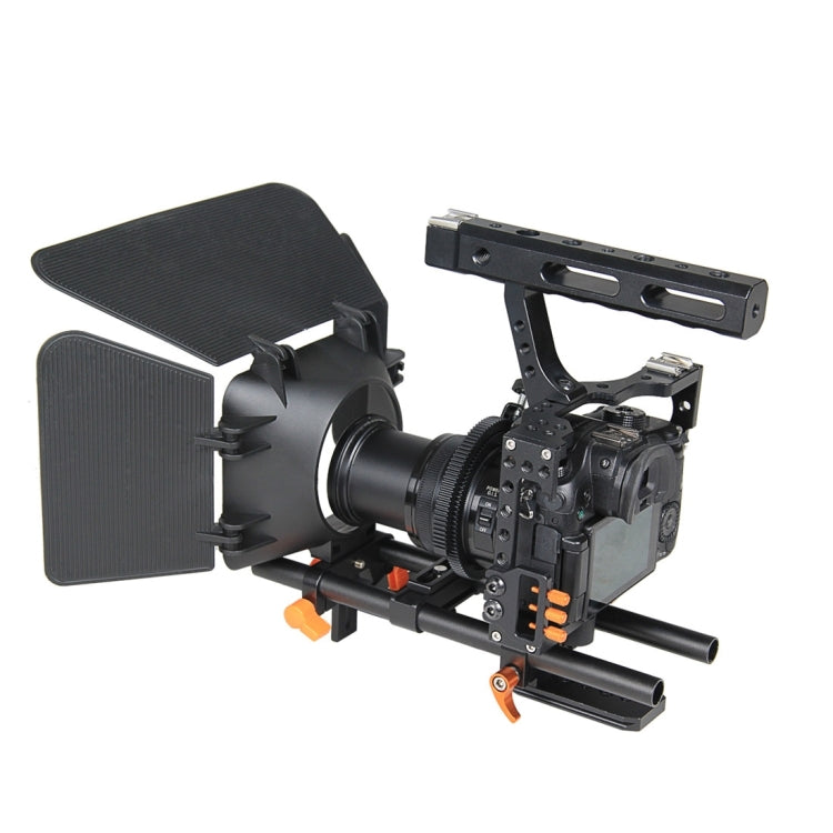 YELANGU YLG1105A A7 Cage Set Include Video Camera Cage Stabilizer / Follow Focus / Matte Box for Sony GH4 / A7S / A7 / A7R / A72 / A7RII / A7SII / A6000 / A6500 / A6300 / A7R3 / A7S3 / A7R4  (Orange) - Shoulder Rigs by YELANGU | Online Shopping UK | buy2fix