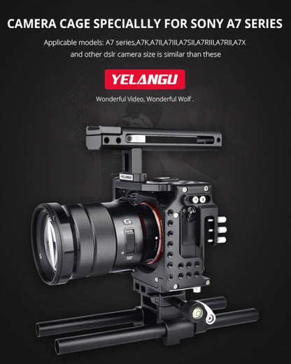 YELANGU CA7 YLG0908A-A Handle Video Camera Cage Stabilizer for  Sony A7K & A7X & A73  & A7S & A7R & A7RII & A7SII(Black) - Camera Accessories by YELANGU | Online Shopping UK | buy2fix