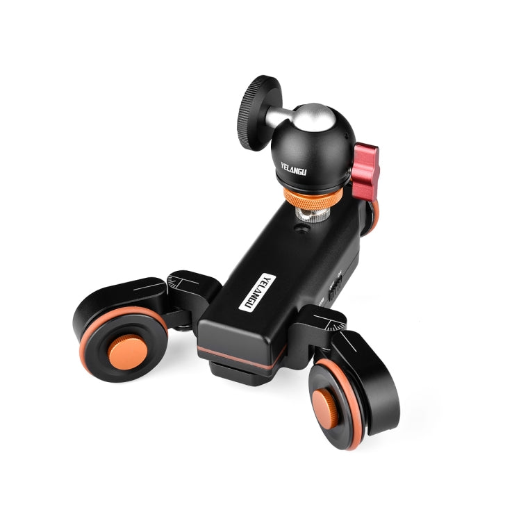 YELANGU L4X-BC Camera Wheel Dolly II Electric Track Slider 3-Wheel Video Pulley Rolling Dolly Car with Ballhead, Load: 3kg (Black) - Camera Dolly by YELANGU | Online Shopping UK | buy2fix