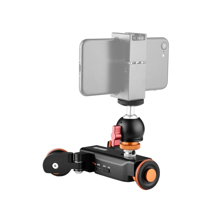 YELANGU L4X-BC Camera Wheel Dolly II Electric Track Slider 3-Wheel Video Pulley Rolling Dolly Car with Ballhead, Load: 3kg (Black) - Camera Dolly by YELANGU | Online Shopping UK | buy2fix