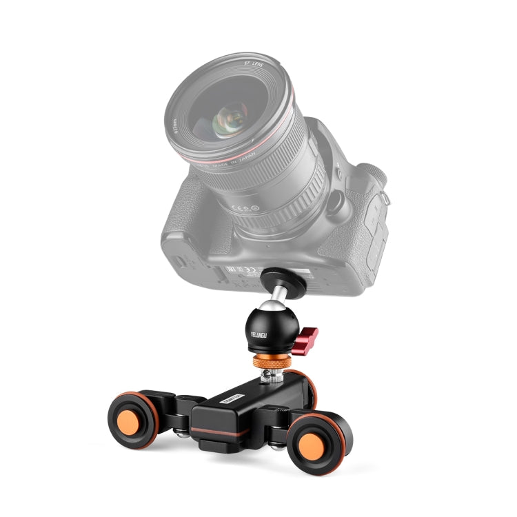 YELANGU L4X-BC Camera Wheel Dolly II Electric Track Slider 3-Wheel Video Pulley Rolling Dolly Car with Ballhead, Load: 3kg (Black) - Camera Dolly by YELANGU | Online Shopping UK | buy2fix