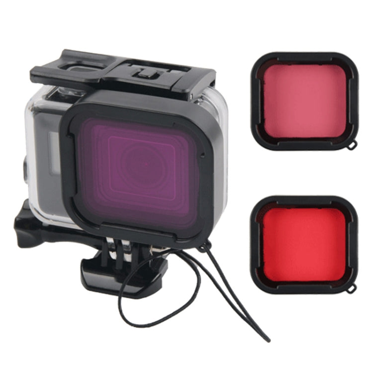 45m Waterproof Housing Protective Case + Touch Screen Back Cover for GoPro NEW HERO /HERO6 /5, with Buckle Basic Mount & Screw & (Purple, Red, Pink) Filters, No Need to Remove Lens (Transparent) - DJI & GoPro Accessories by buy2fix | Online Shopping UK | buy2fix