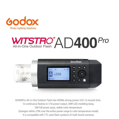 Godox  AD400 Pro WITSTRO 400Ws All-in-One Outdoor Flash 2.4GHz Speedlite Light(AU Plug) - Shoe Mount Flashes by Godox | Online Shopping UK | buy2fix