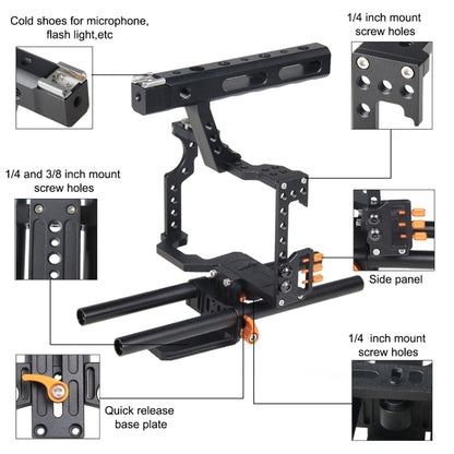 YELANGU YLG0904A-C Handle Video Camera Cage Stabilizer for Panasonic Lumix DMC-GH4 / Sony A7 & A7S & A7R & A7RII & A7SII(Orange) - Camera Accessories by YELANGU | Online Shopping UK | buy2fix