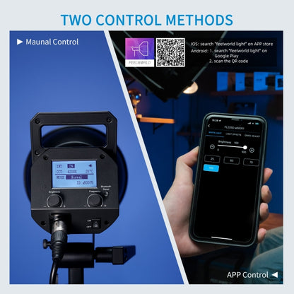 FEELWORLD FL225D 225W Daylight Point Source Video Light, Bluetooth APP Control (UK Plug) - Shoe Mount Flashes by FEELWORLD | Online Shopping UK | buy2fix