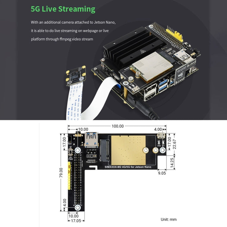 Waveshare SIM8202G-M2 5G Snapdragon X55 Multi Mode Multi Band 5G/4G/3G Module Expand Board for Jetson Nano, EU Plug - Modules Expansions Accessories by WAVESHARE | Online Shopping UK | buy2fix