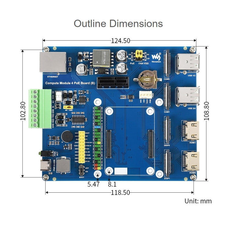 Waveshare Compute Module IO Board with PoE Feature (Type B) for Raspberry Pi all Variants of CM4 - LCD & LED Display Module by WAVESHARE | Online Shopping UK | buy2fix