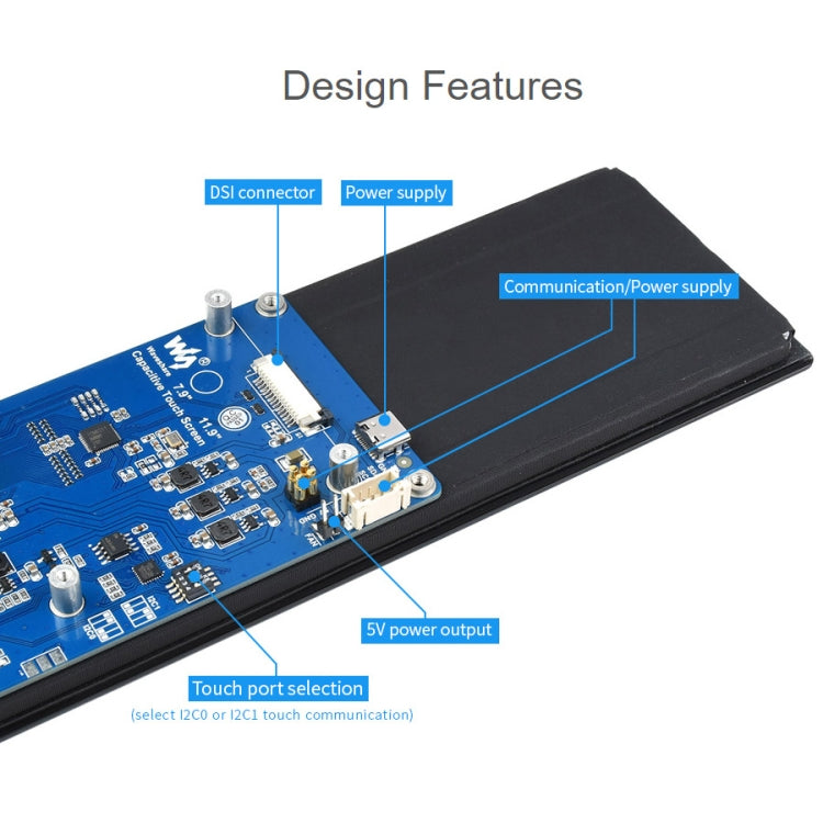 WAVESHARE 11.9 inch Capacitive Touch Display For Raspberry Pi, 320 x 1480, IPS, DSI Interface - LCD & LED Display Module by WAVESHARE | Online Shopping UK | buy2fix