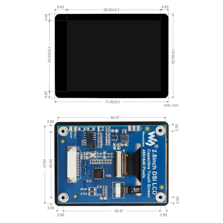 Waveshare 2.8 inch Capacitive Touch Display for Raspberry Pi, 480 x 640, DSI, IPS, Fully Laminated Screen - Modules Expansions Accessories by WAVESHARE | Online Shopping UK | buy2fix