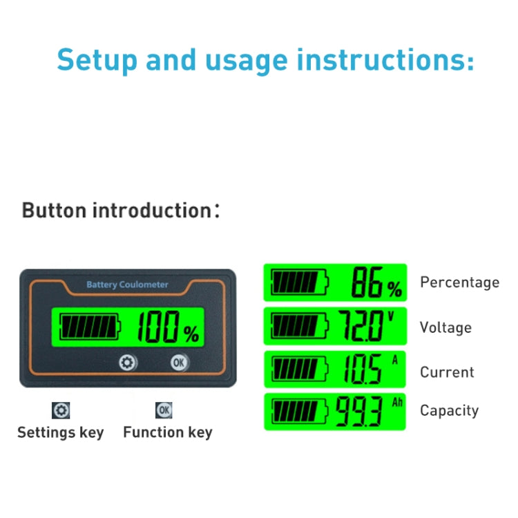 2m 200A 12V 48V Digital Display DC Current Voltmeter Lead-Acid Lithium Battery Charge Meter - Consumer Electronics by buy2fix | Online Shopping UK | buy2fix