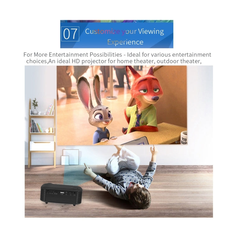 A2000 Portable Projector 800 Lumen LCD Home Theater Video Projector, Support 1080P, UK Plug (Black) - Consumer Electronics by buy2fix | Online Shopping UK | buy2fix