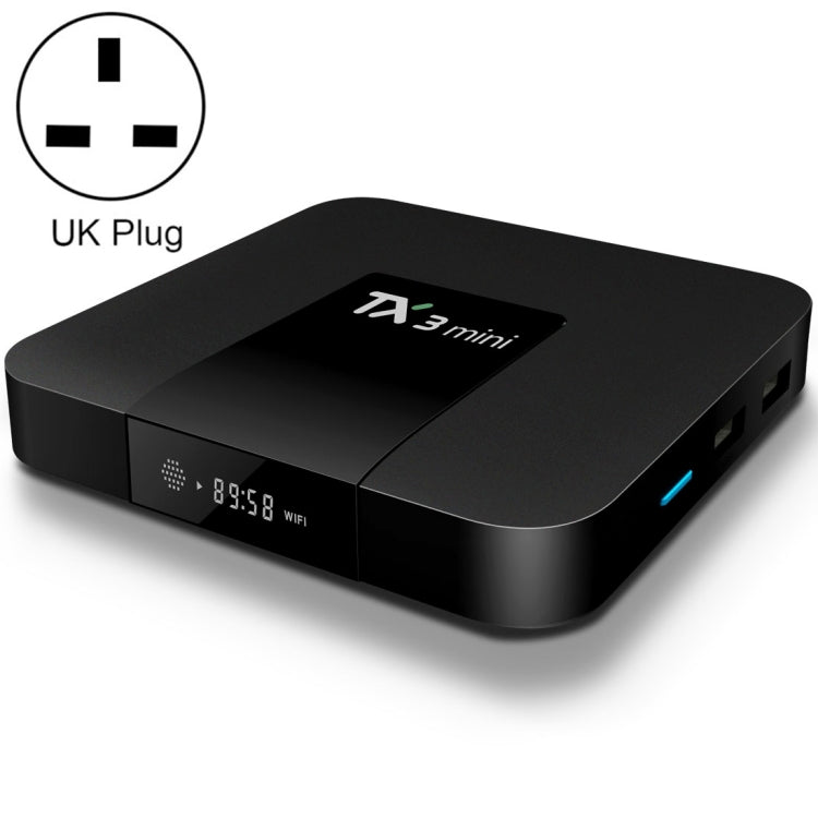 TX3 Mini 4K*2K Display HD Smart TV BOX Player with Remote Controller, Android 7.1 OS Amlogic S905W up to 2.0 GHz, Quad core ARM Cortex-A53, RAM: 2GB DDR3, ROM: 16GB, Supports WiFi & TF & AV In & DC In, UK Plug(Black) - Consumer Electronics by buy2fix | Online Shopping UK | buy2fix