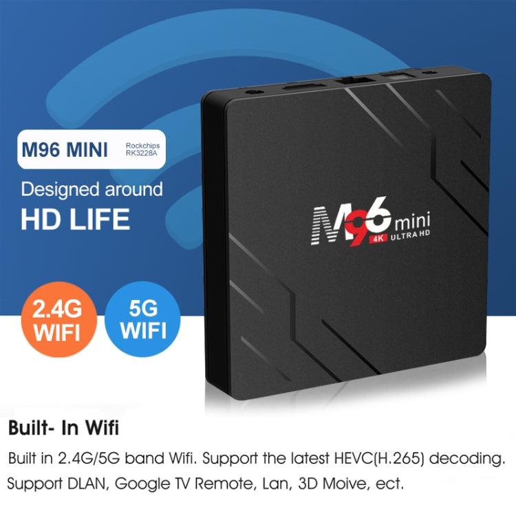 M96mini 4K Smart TV BOX Android 9.0 Media Player wtih Remote Control, Quad-core RK3228A, RAM: 2GB, ROM: 16GB, Dual Band WiFi, UK Plug - Consumer Electronics by buy2fix | Online Shopping UK | buy2fix