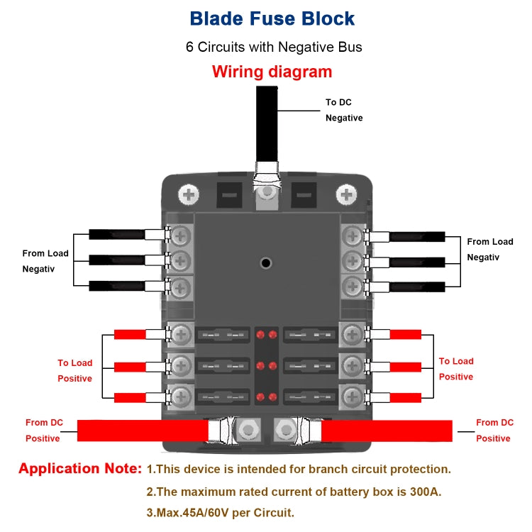 CS-1222A1 High Current Independent Positive and Negative 6-way LED Indicator Plug Fuse Box - In Car by buy2fix | Online Shopping UK | buy2fix