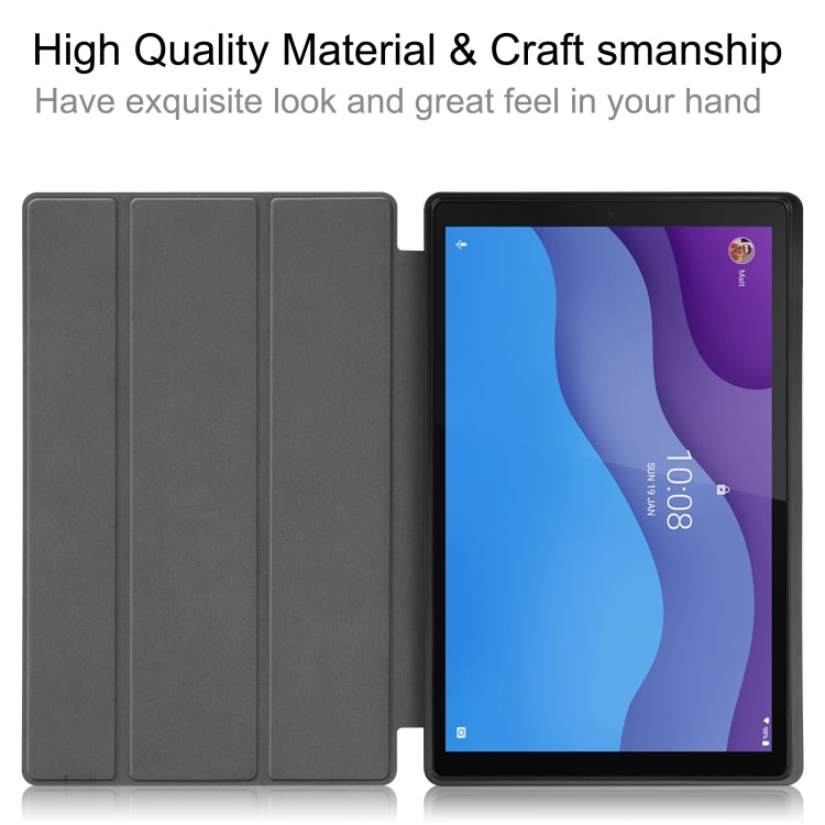 For Lenovo Tab M10 HD 2nd Gen TB-X306 Caster Pattern Horizontal Flip Tablet PC Protective Leather Case with Tri-fold Bracket & Sleep Function(Blue) - For Lenovo by buy2fix | Online Shopping UK | buy2fix