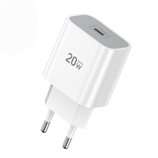 TOTUDESIGN HY034 Glory Series 20W Type-C / USB-C Fast Charging Travel Charger Power Adapter, EU Plug(White) - Apple Accessories by TOTUDESIGN | Online Shopping UK | buy2fix