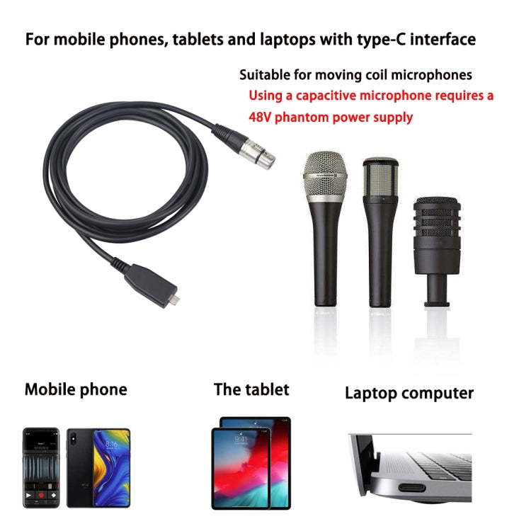 TY18 USB-C / Type-C Male to Cannon Female Microphone Recording Cable, Cable Length:3m - Consumer Electronics by buy2fix | Online Shopping UK | buy2fix