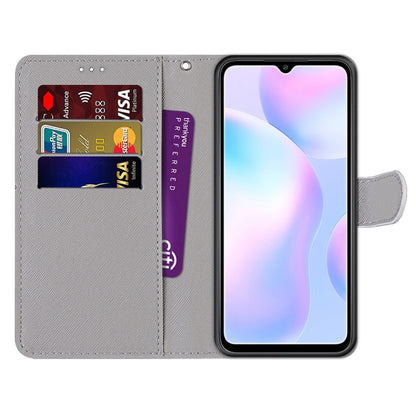 For Xiaomi Redmi 9A Coloured Drawing Cross Texture Horizontal Flip PU Leather Case with Holder & Card Slots & Wallet & Lanyard(Chrysanthemum Pink White Purple) - Xiaomi Cases by buy2fix | Online Shopping UK | buy2fix