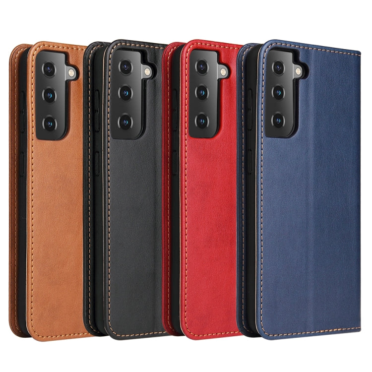 For Samsung Galaxy S21+ 5G Fierre Shann PU Genuine Leather Texture Horizontal Flip Leather Case with Holder & Card Slots & Wallet(Red) - Galaxy S21+ 5G Cases by FIERRE SHANN | Online Shopping UK | buy2fix